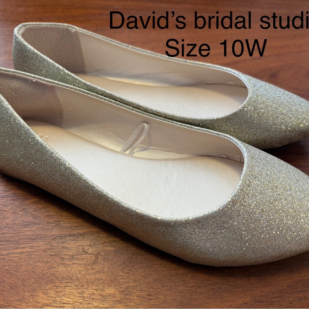 David's Bridal Sparkling Silver Flats